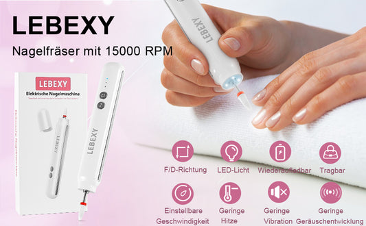 Elektrische Nagelfräser Maniküre Pediküre Kabellos Set | Nagelfeile Fräser Schleifpolierer für Gelnägel | Nagel Fräsmaschine Nail Drill | Aufladbar für Nagelhaut Shellac Acryl