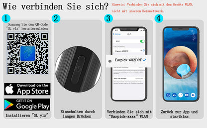 Ohrenreiniger Ohrenschmalz Entferner Otoskop | 1920P Wifi Ohrreiniger Kamera mit 6 LEDs | Ohrkamera 10mm Brennweite | Ohr Endoskop Ohren Reinigung Ohrspiegel für Android/IOS/Harmony OS